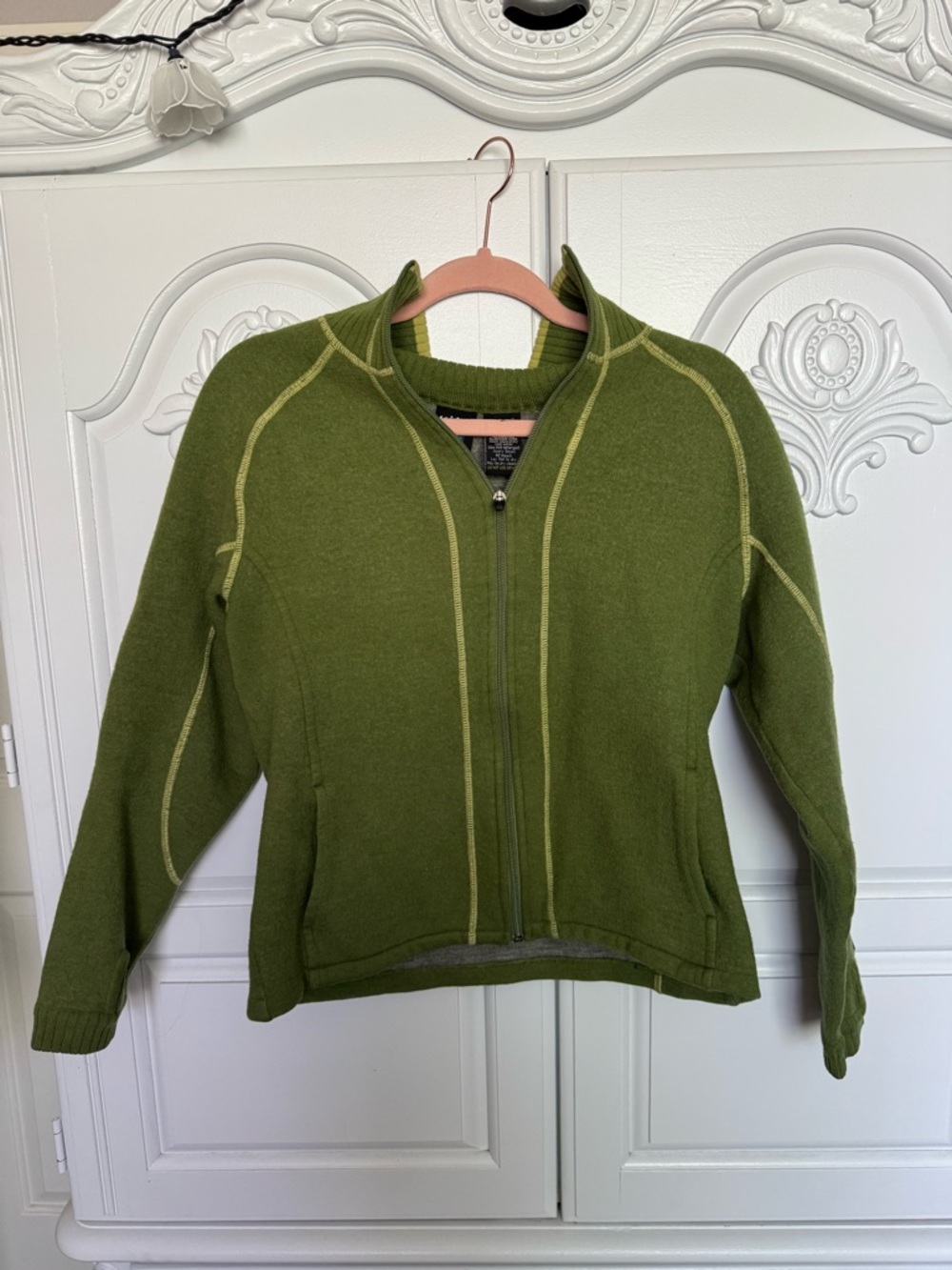 Kühl Olive Green Merino Wool Zip Cardigan